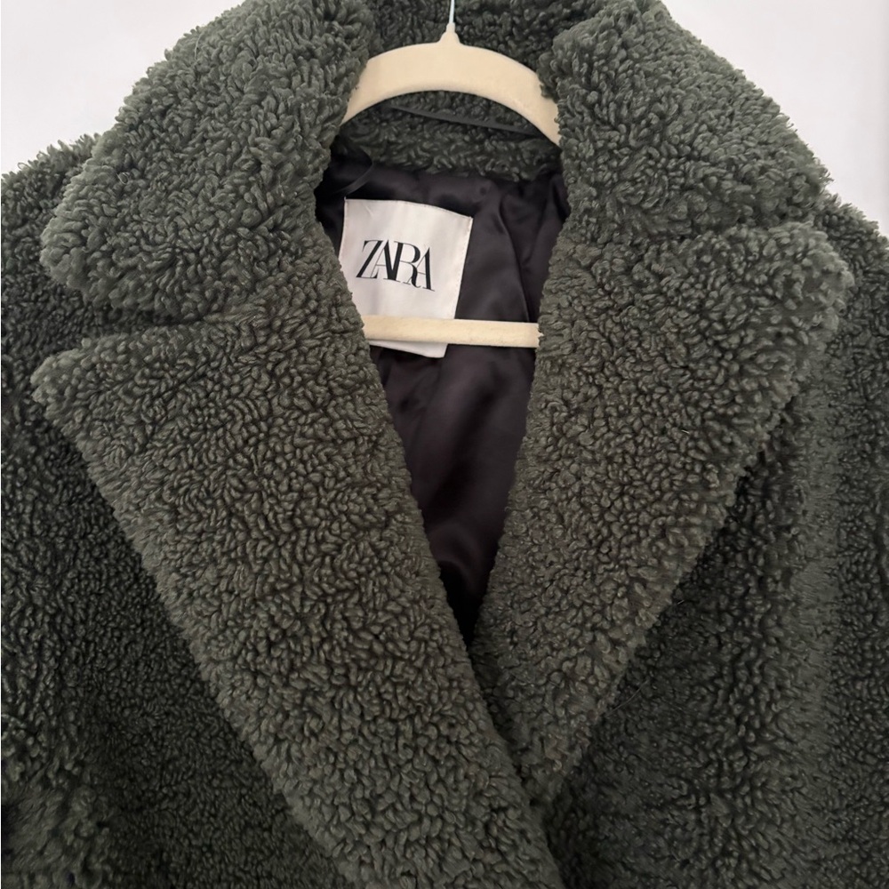 Zara Olive Teddy Jacket for Women